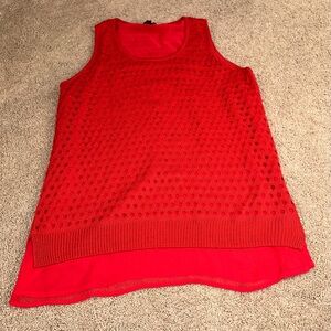 Outback Red Sleeveless Open Knit Layering Sweater Top. Size L